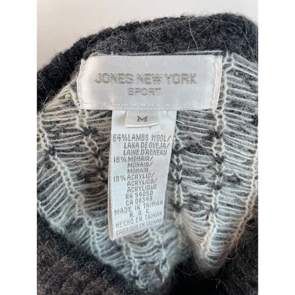 Jones New York Sport Lamb Wool Snowflake Sweater Mohair Zipper Cardigan M - Picture 6 of 7
